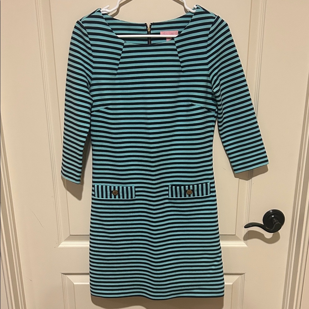 Lilly Pulitzer Striped Teal and Navy Dress